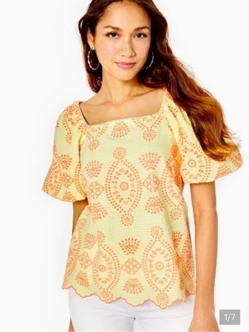 Lilly Pulitzer Embroidered Seersucker Blouse | Women’s XL